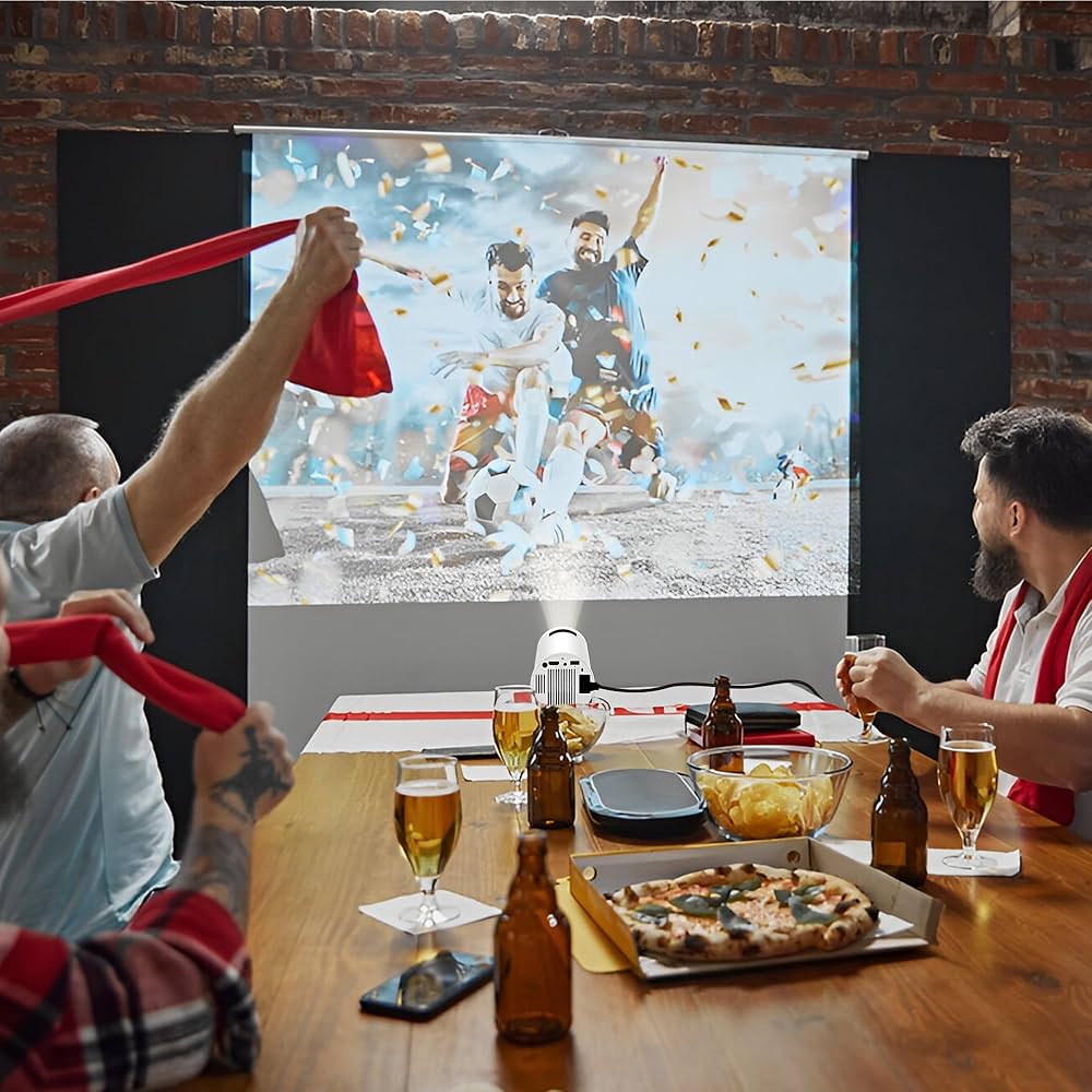 Upgraded Projector with WiFI 6 and Bluetooth Mini Portable Smart Video Theater 4K HD 1080P Outdoor Screen Movie Home TV Android Monitor PC Games 180° Rotatable Compatible for Laptop Tablet Computer