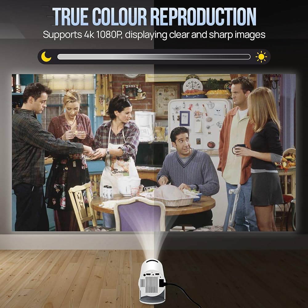 Upgraded Projector with WiFI 6 and Bluetooth Mini Portable Smart Video Theater 4K HD 1080P Outdoor Screen Movie Home TV Android Monitor PC Games 180° Rotatable Compatible for Laptop Tablet Computer