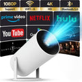 Upgraded Projector with WiFI 6 and Bluetooth Mini Portable Smart Video Theater 4K HD 1080P Outdoor Screen Movie Home TV Android Monitor PC Games 180° Rotatable Compatible for Laptop Tablet Computer