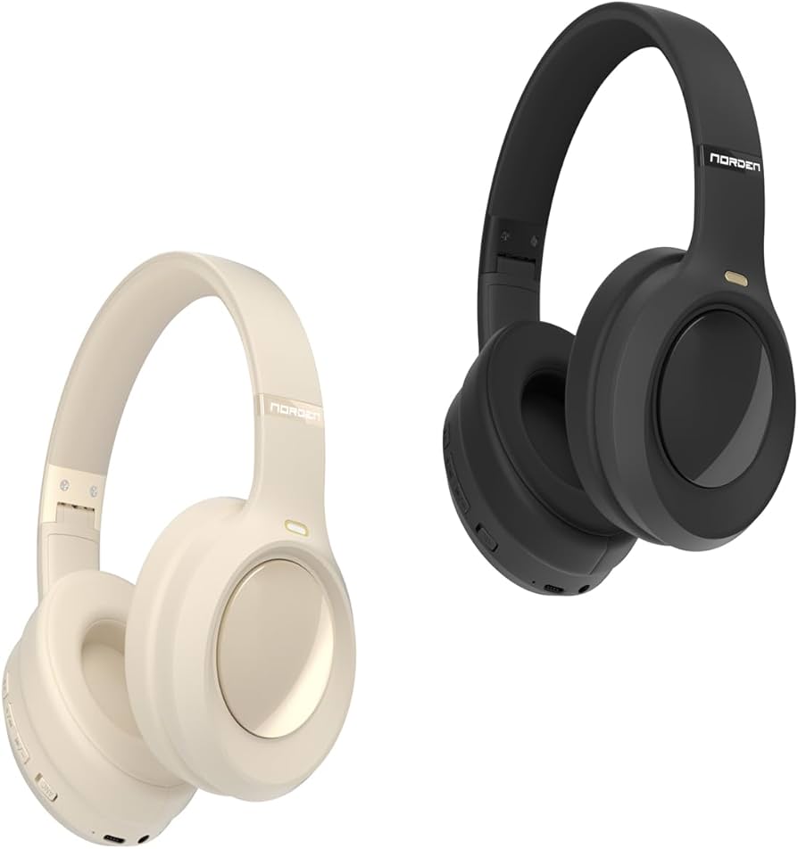 Norden Nova Noise Cancelling Over-Ear Bluetooth Headphones 400mAh – ANC 28dB with USB-C Fast Charge – Foldable with AUX Mic – Black