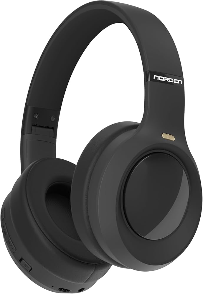 Norden Nova Noise Cancelling Over-Ear Bluetooth Headphones 400mAh – ANC 28dB with USB-C Fast Charge – Foldable with AUX Mic – Black